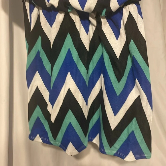 Sequin Hearts womens dress size medium black blue teal stripes - Picture 4 of 6